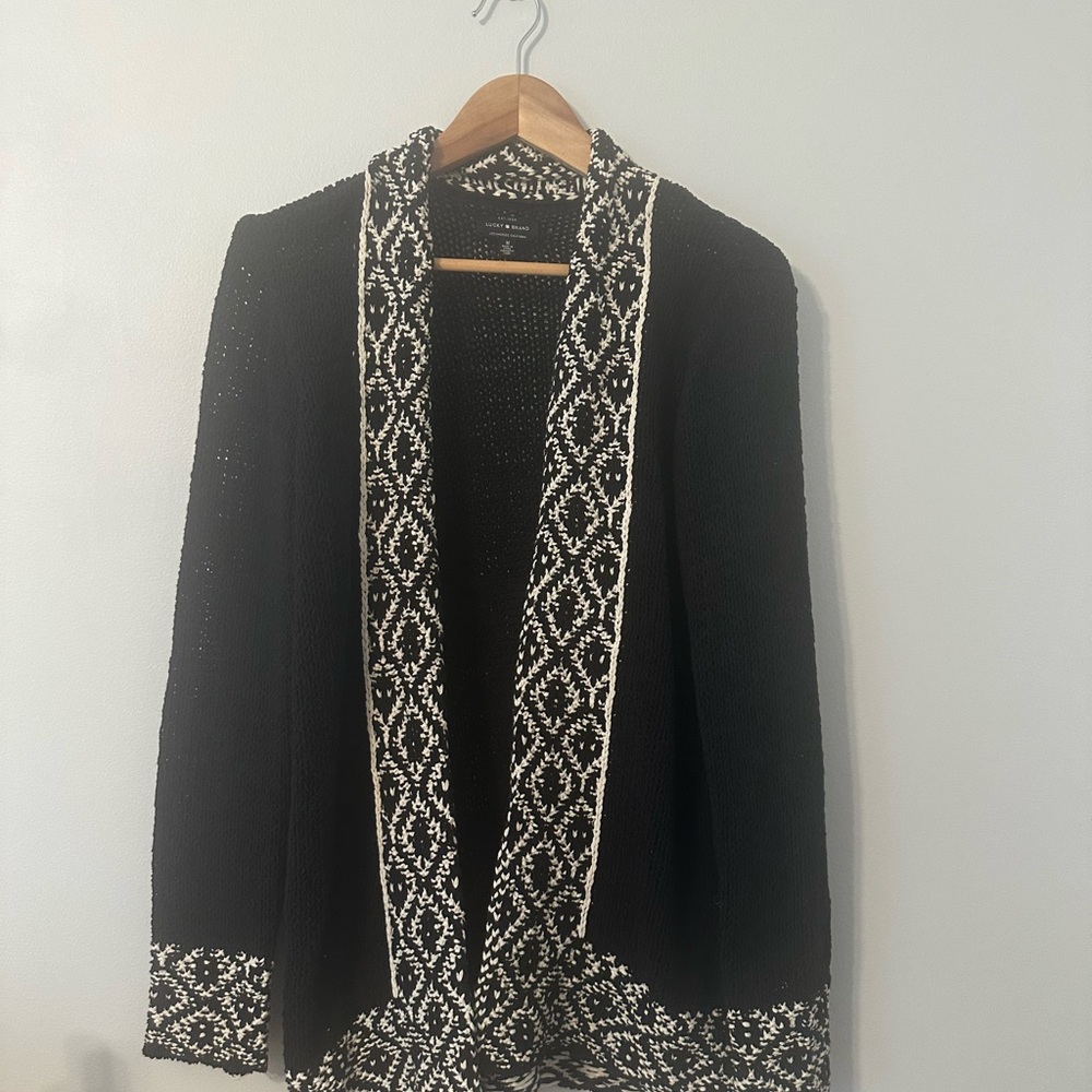 Lucky Brand Black and White Cardigan Sweater